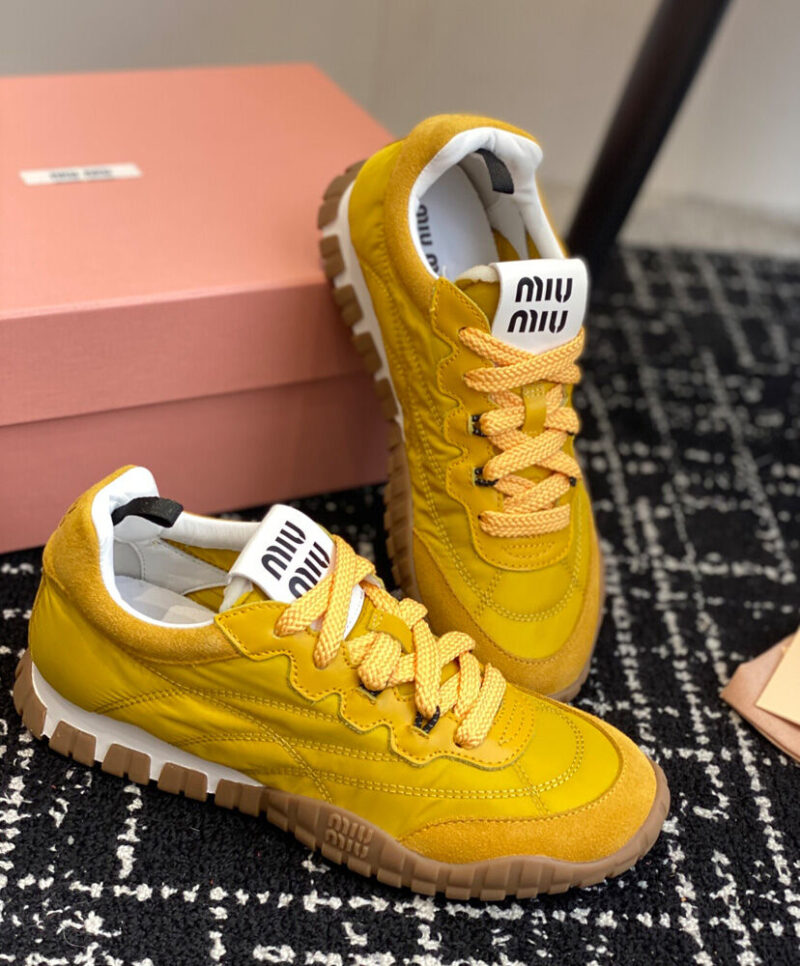 Miumiu Women's Tyre Technical Fabric And Suede Sneakers