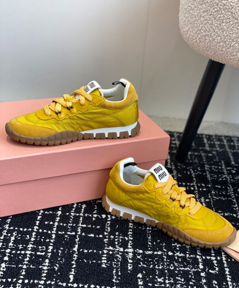 Miumiu Women's Tyre Technical Fabric And Suede Sneakers