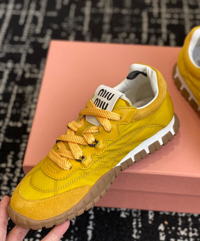 Miumiu Women's Tyre Technical Fabric And Suede Sneakers