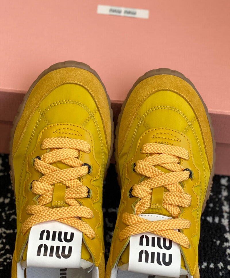 Miumiu Women's Tyre Technical Fabric And Suede Sneakers