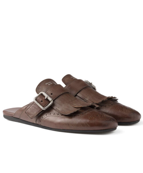 Prada Women's Shuffle Fringed Leather Mules