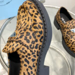 Prada Unisex Chocolate Printed Leather Loafers 1D246M Coffee