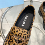 Prada Unisex Chocolate Printed Leather Loafers 1D246M Coffee