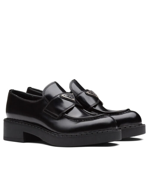 Prada Women's Monolith Brushed Leather Pointed Loafers