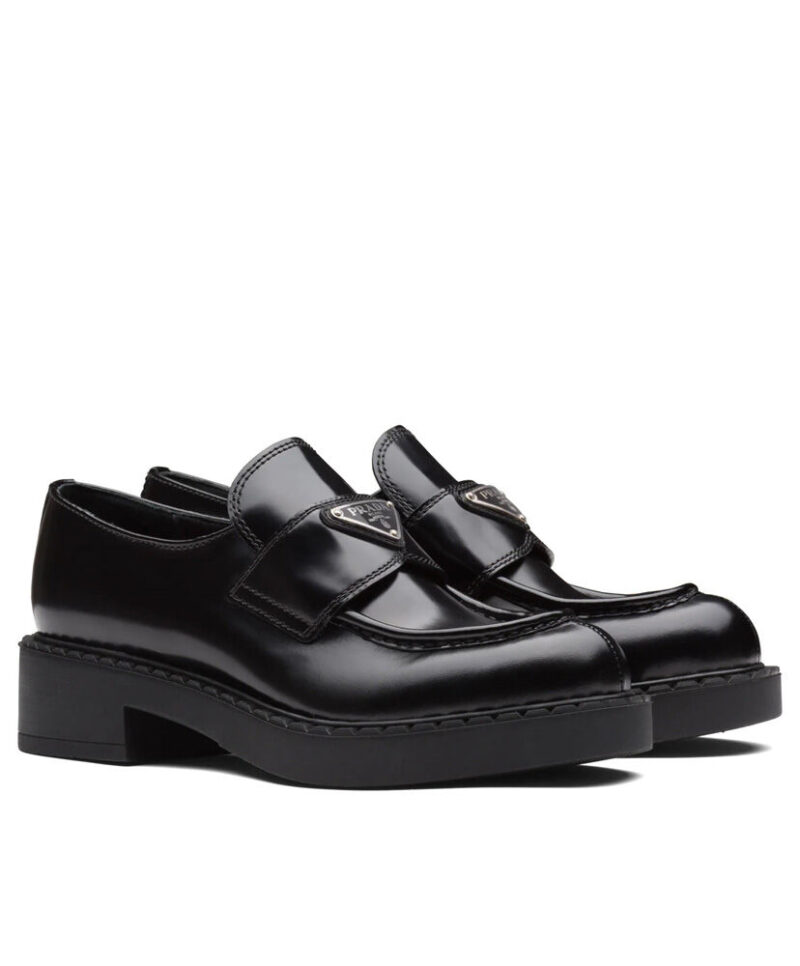Prada Women's Monolith Brushed Leather Pointed Loafers