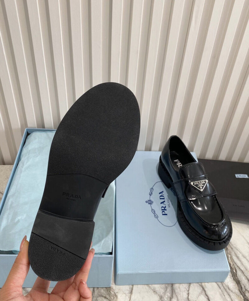 Prada Women's Monolith Brushed Leather Pointed Loafers