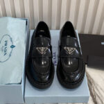 Prada Women's Monolith Brushed Leather Pointed Loafers
