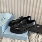 Prada Women's Monolith Brushed Leather Pointed Loafers