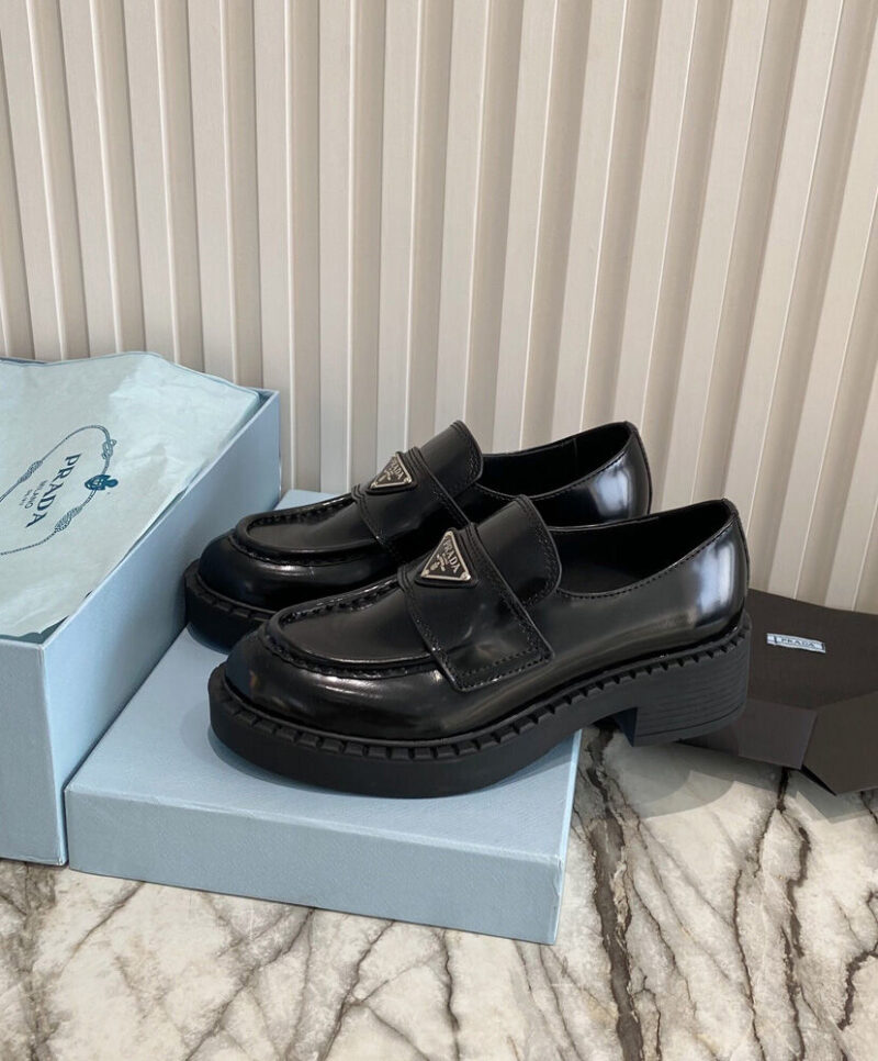 Prada Women's Monolith Brushed Leather Pointed Loafers