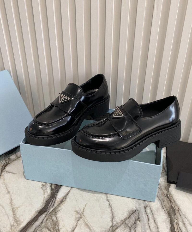 Prada Women's Monolith Brushed Leather Pointed Loafers
