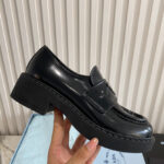 Prada Women's Monolith Brushed Leather Pointed Loafers