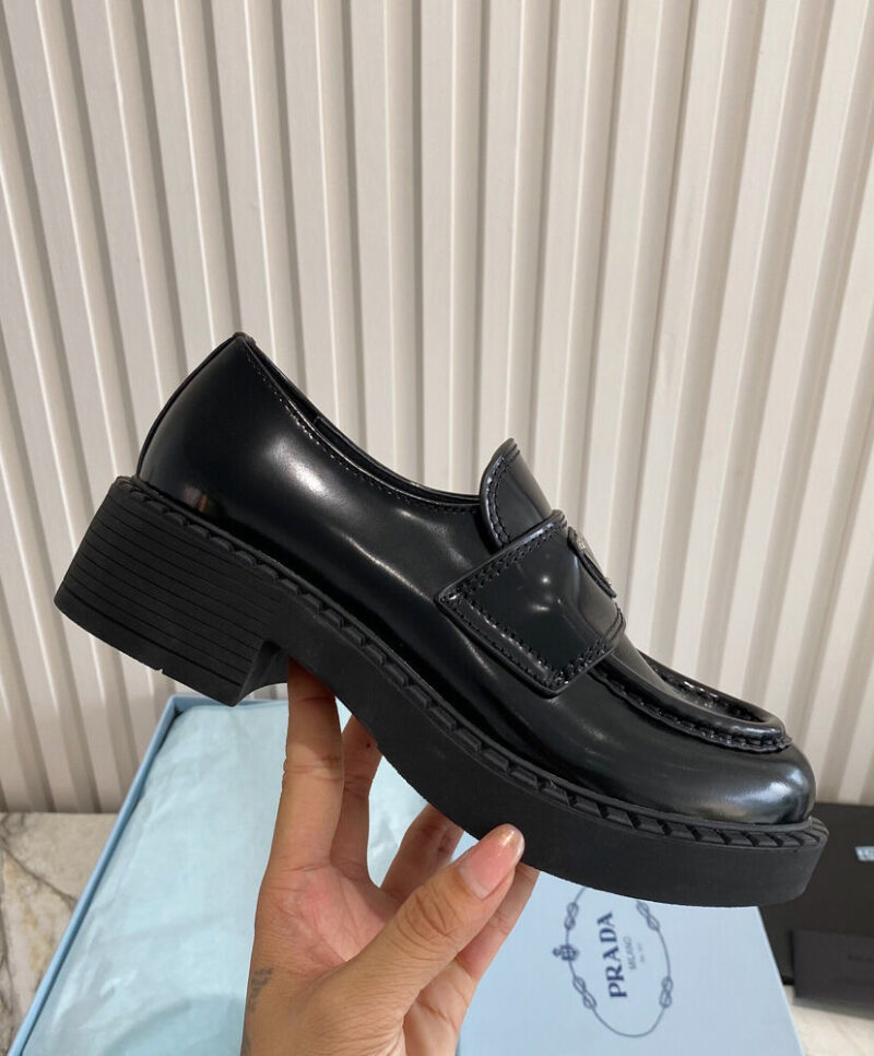 Prada Women's Monolith Brushed Leather Pointed Loafers