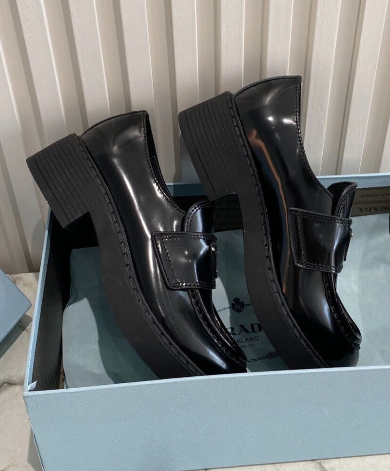 Prada Women's Monolith Brushed Leather Pointed Loafers