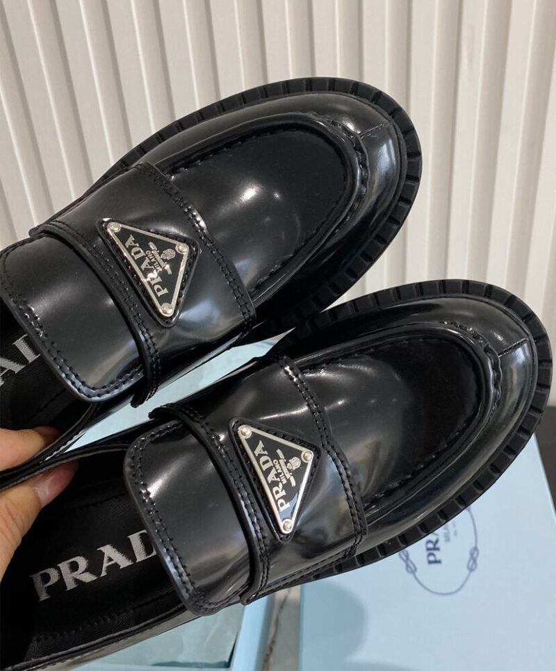 Prada Women's Monolith Brushed Leather Pointed Loafers