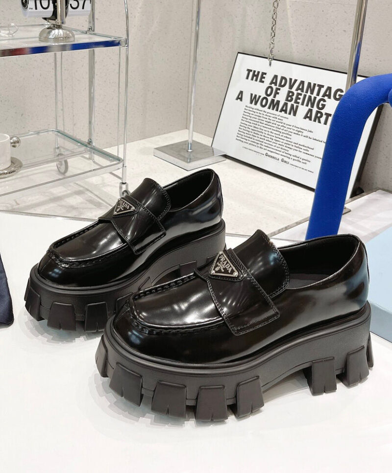 Prada Women's Monolith Brushed Leather Pointed Loafers