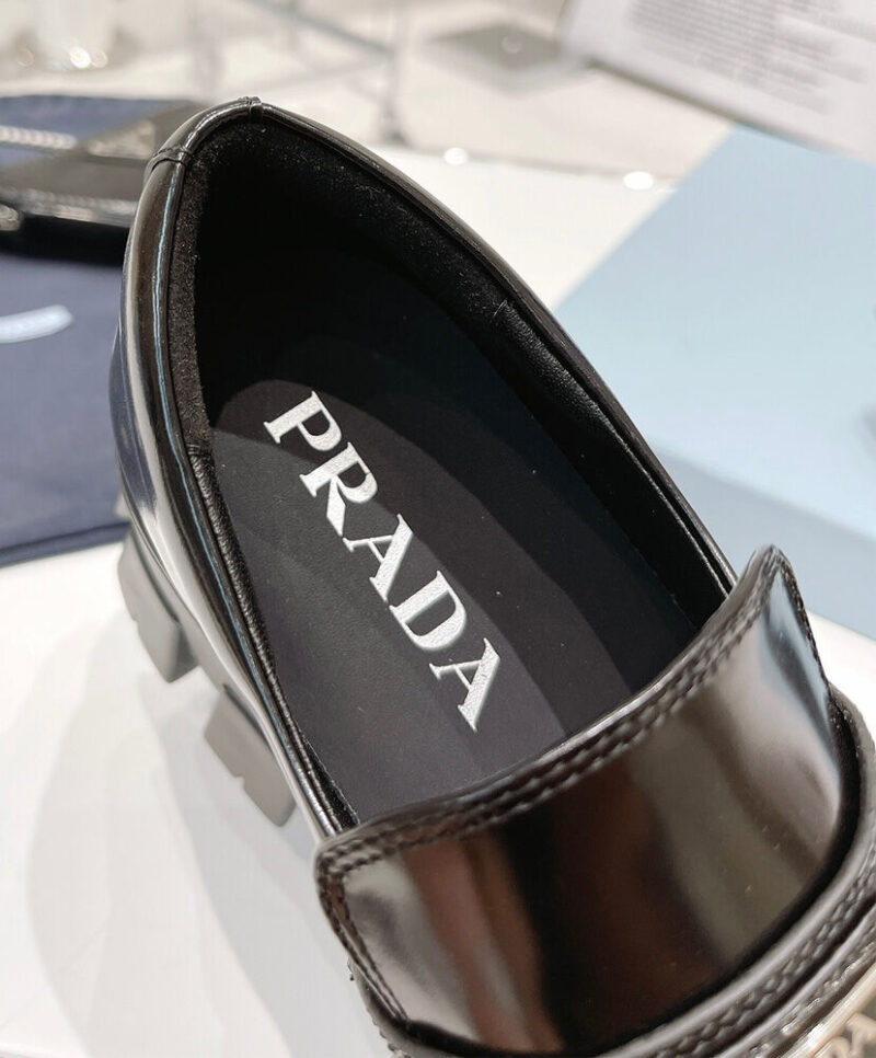 Prada Women's Monolith Brushed Leather Pointed Loafers