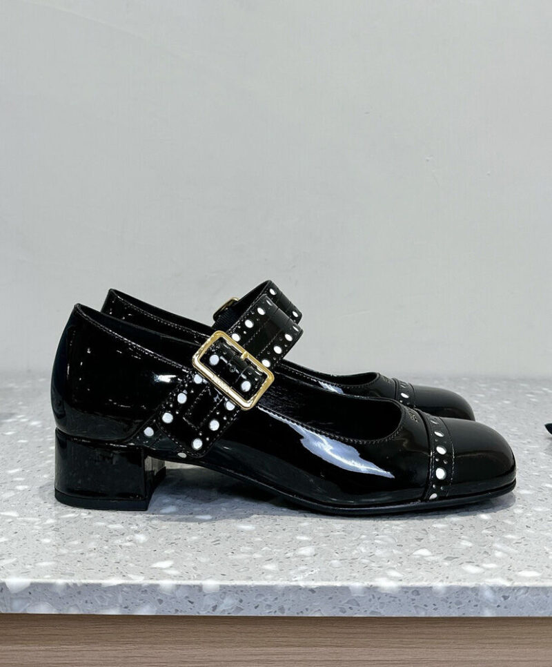 Prada Women's Patent Leather Mary Jane Pumps 1I816N Black