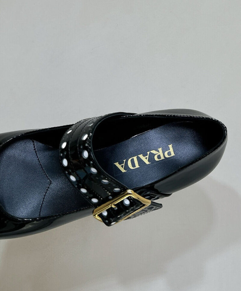 Prada Women's Patent Leather Mary Jane Pumps 1I816N Black