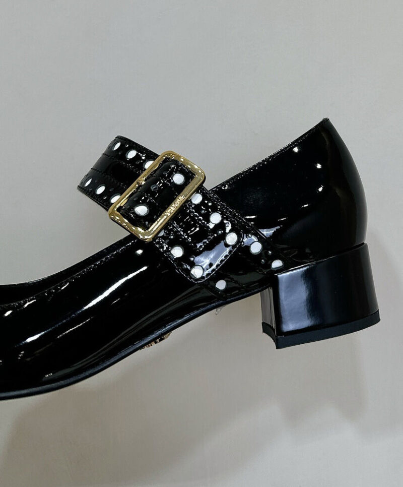 Prada Women's Patent Leather Mary Jane Pumps 1I816N Black