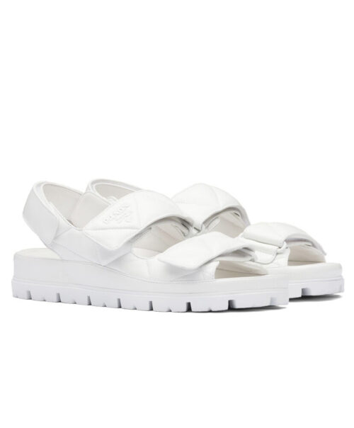 Prada Women's Padded Nappa Leather Sandals 1X721M White