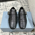 Prada Women's Shuffle Fringed Monk Strap Shoes Black