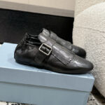 Prada Women's Shuffle Fringed Monk Strap Shoes Black