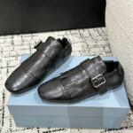 Prada Women's Shuffle Fringed Monk Strap Shoes Black