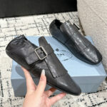 Prada Women's Shuffle Fringed Monk Strap Shoes Black
