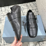 Prada Women's Shuffle Fringed Monk Strap Shoes Black