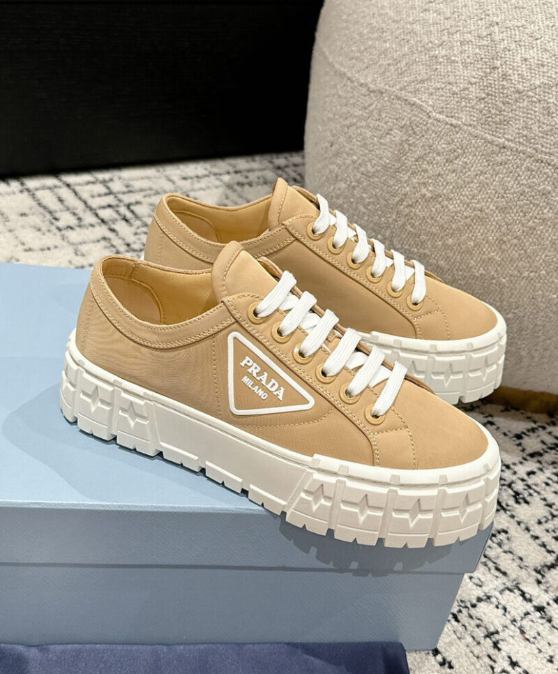 Prada Women's Double Wheel Re-Nylon Gabardine Sneakers 1E260M