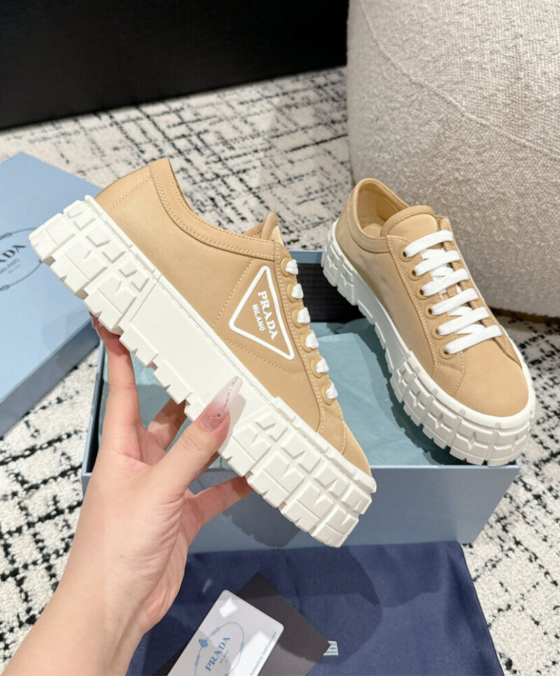 Prada Women's Double Wheel Re-Nylon Gabardine Sneakers 1E260M