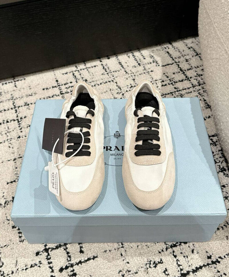 Prada Women's Collapse Re-Nylon And Suede Sneakers