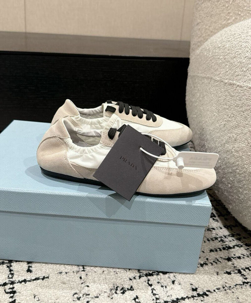 Prada Women's Collapse Re-Nylon And Suede Sneakers