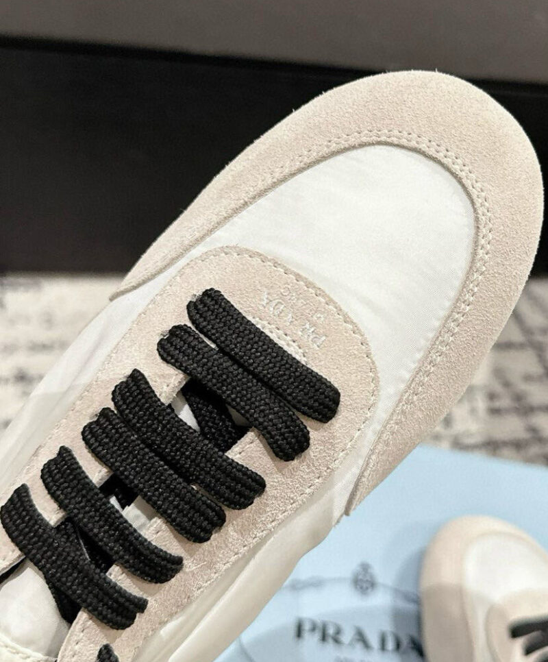 Prada Women's Collapse Re-Nylon And Suede Sneakers