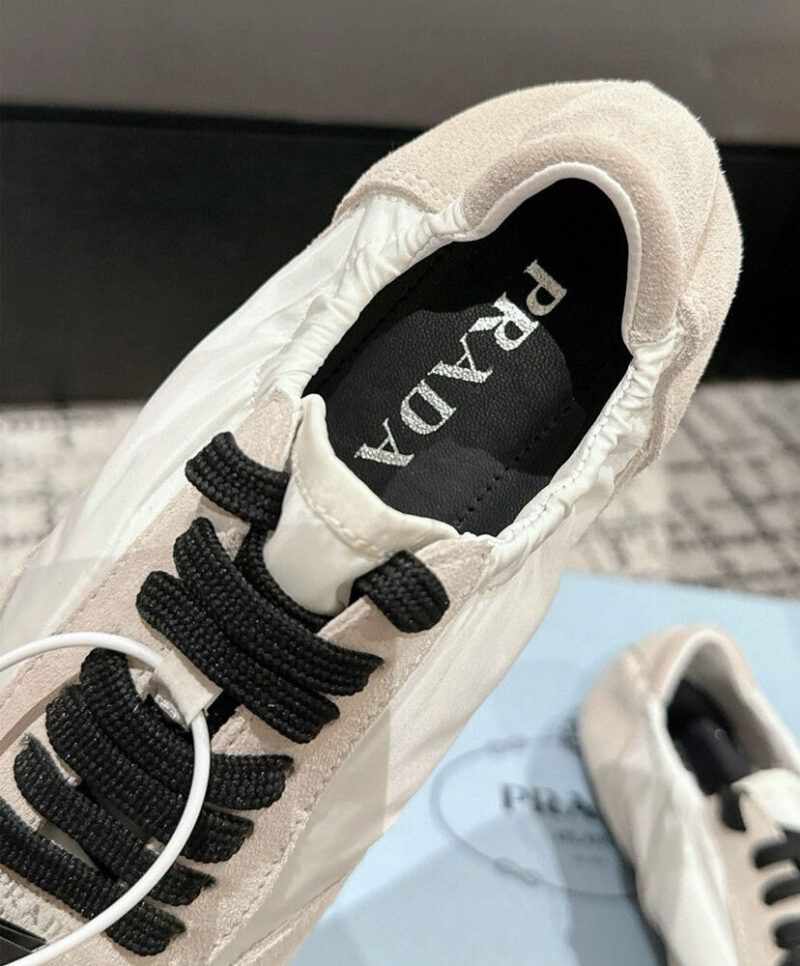 Prada Women's Collapse Re-Nylon And Suede Sneakers