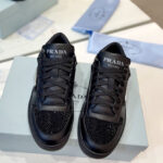 Prada Women's Downtown Leather Sneakers With Crystals 2EE393 Black