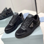 Prada Women's Downtown Leather Sneakers With Crystals 2EE393 Black