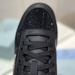 Prada Women's Downtown Leather Sneakers With Crystals 2EE393 Black