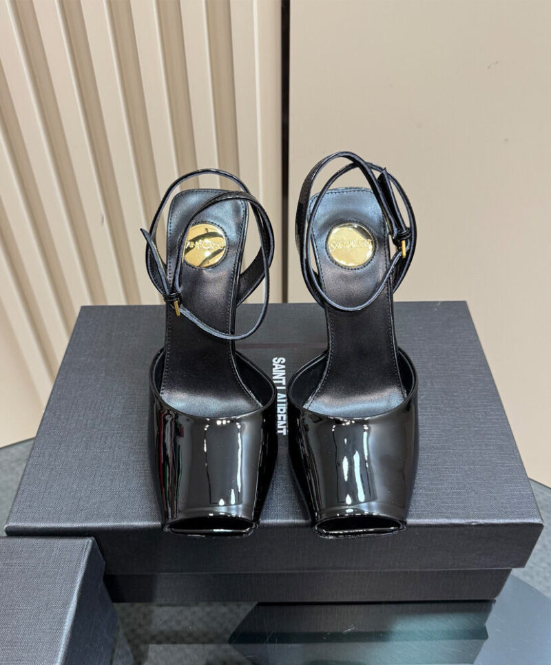 Saint Laurent Scandale Wedge Sandals Black