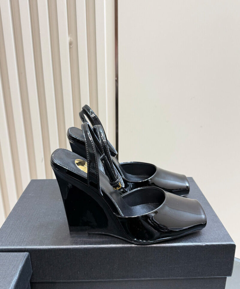 Saint Laurent Scandale Wedge Sandals Black