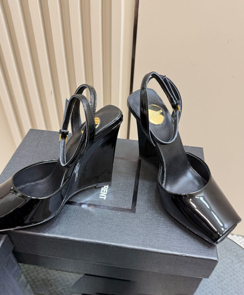 Saint Laurent Scandale Wedge Sandals Black