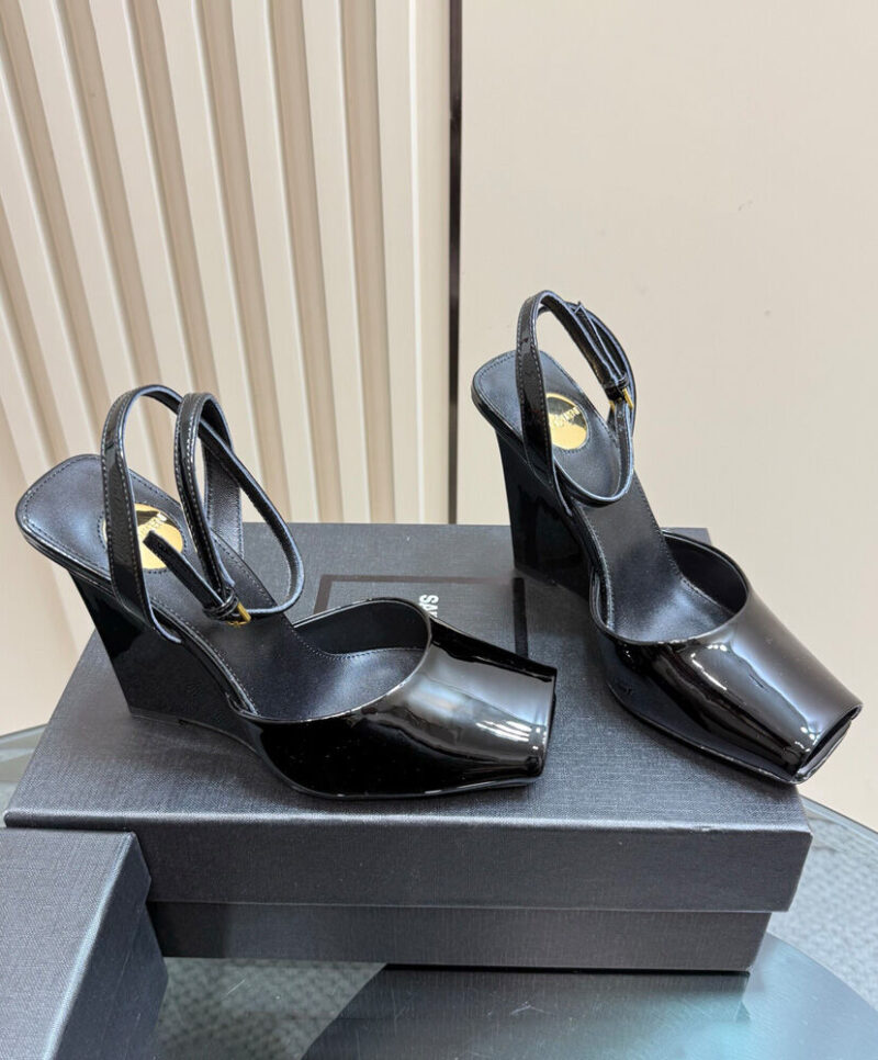Saint Laurent Scandale Wedge Sandals Black
