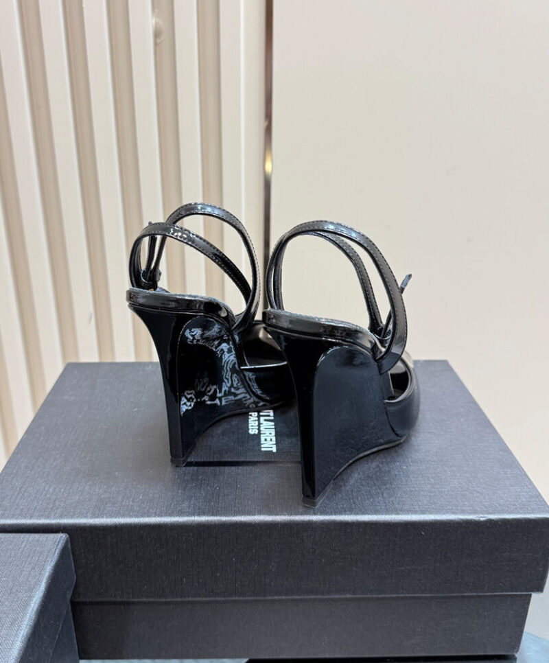 Saint Laurent Scandale Wedge Sandals Black