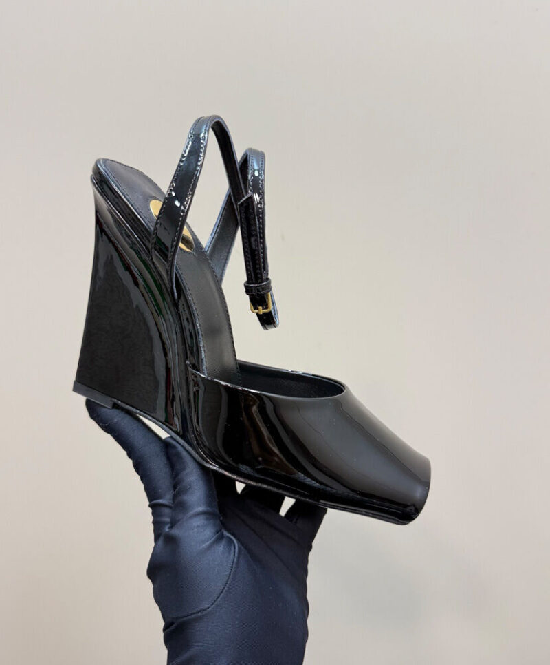 Saint Laurent Scandale Wedge Sandals Black