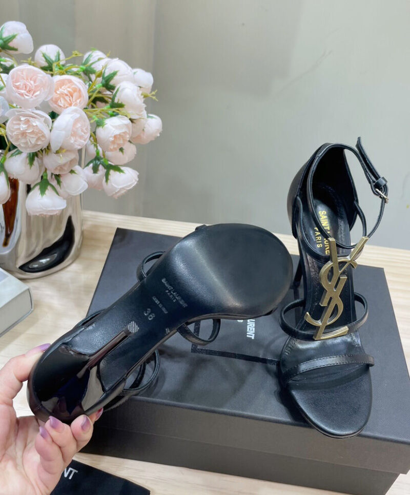 Saint Laurent Women's Cassandra Sandals In Smooth Leather Black