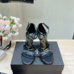 Saint Laurent Women's Cassandra Sandals In Smooth Leather Black