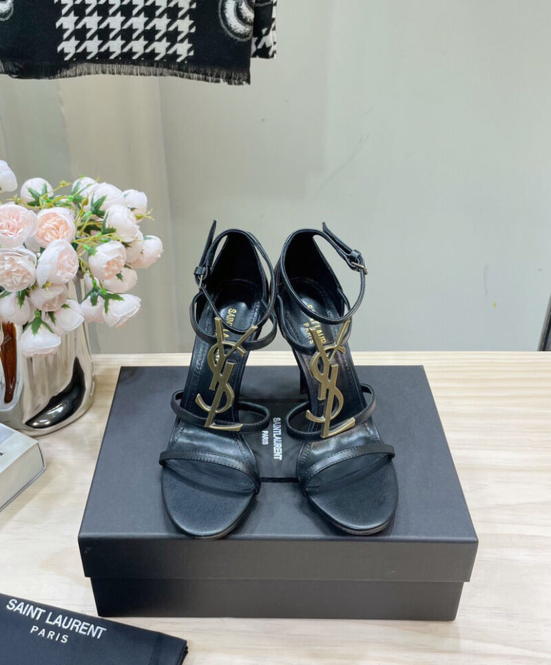 Saint Laurent Women's Cassandra Sandals In Smooth Leather Black