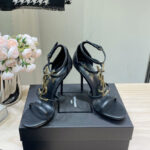 Saint Laurent Women's Cassandra Sandals In Smooth Leather Black