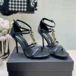 Saint Laurent Women's Cassandra Sandals In Smooth Leather Black
