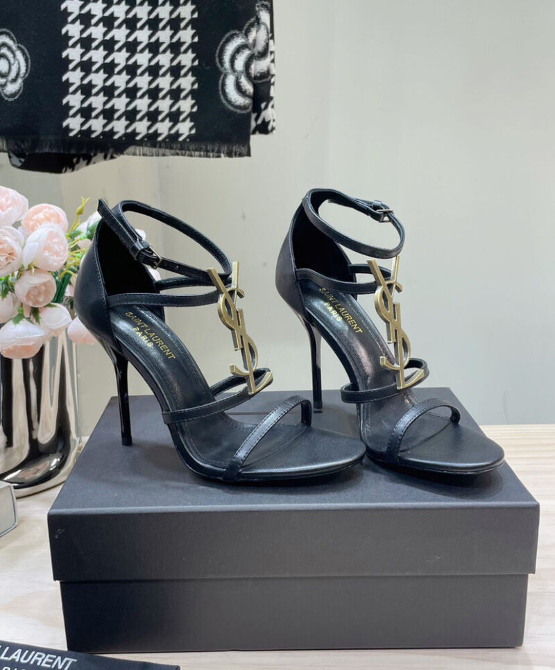 Saint Laurent Women's Cassandra Sandals In Smooth Leather Black